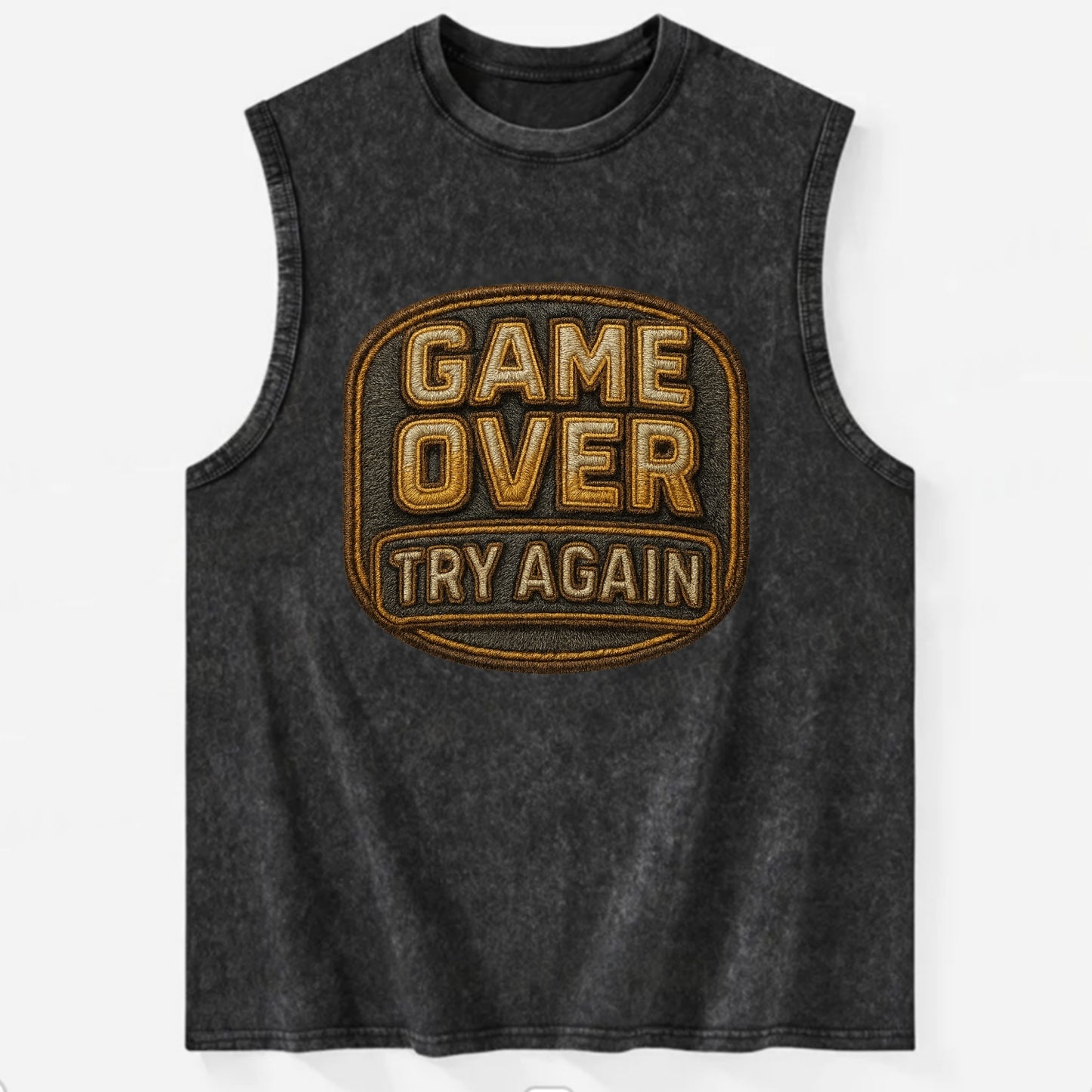Game Over Try Again  - Vintage Washed Tank - Black