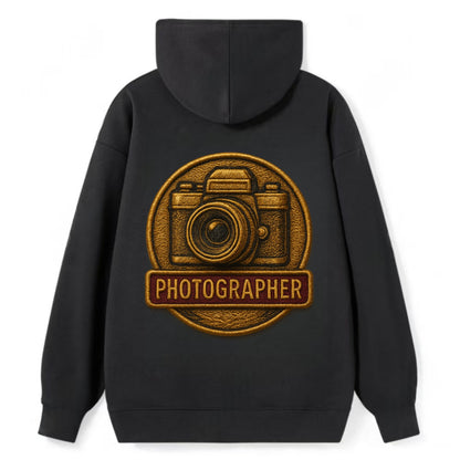 Camera with vintage lens - photographer badge - Classic Pullover Hoodie - Black