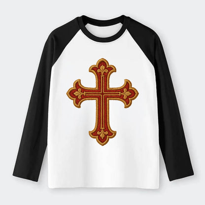 Armenian Cross - Raglan Long Sleeve T-Shirt - Black
