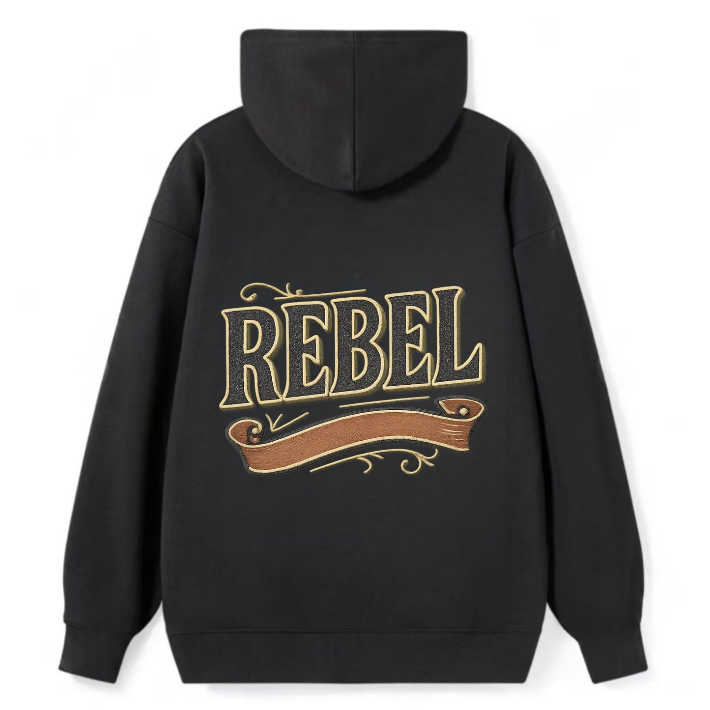 Bold typography design - "REBEL" - nonconformist, rule breaker, - Classic Pullover Hoodie - Black