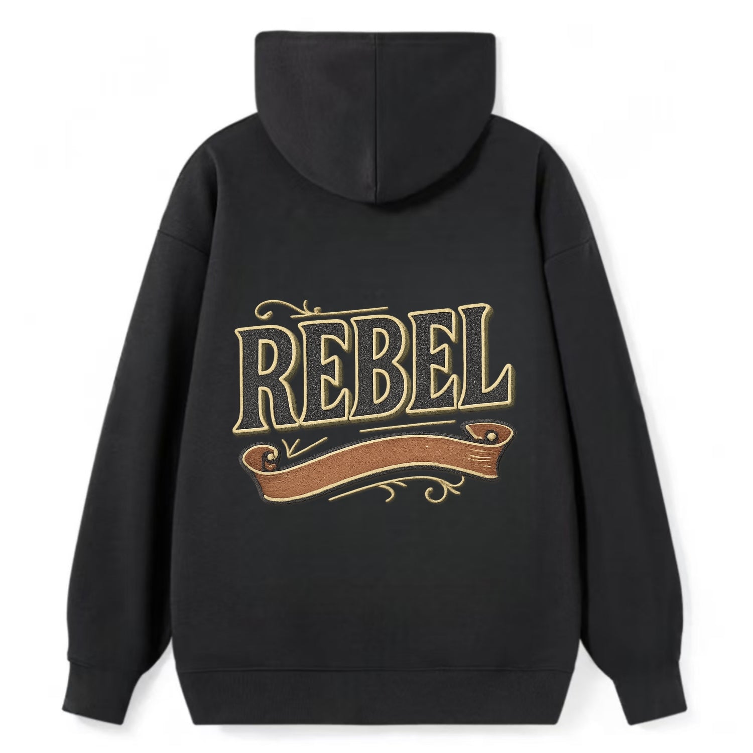 Bold typography design - "REBEL" - nonconformist, rule breaker, - Classic Pullover Hoodie - Black