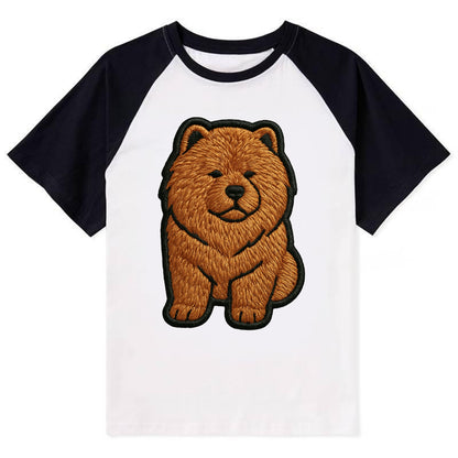 Chow Chow - Trendy lion-mane design with - Contrast Raglan T-shirt - Black