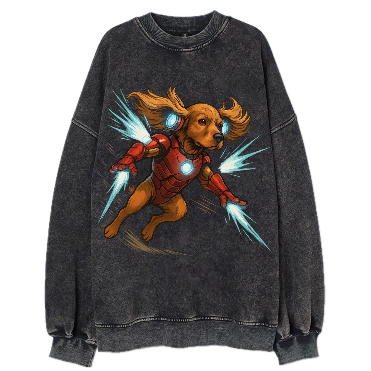 Cocker Spaniel Iron Man  - Vintage Sweatshirt - Black