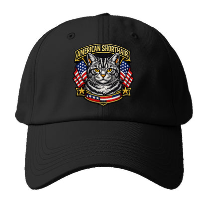 AMERICAN SHORTHAIR - classic american cat in silver tabby , - Baseball Cap For Big Heads - Black