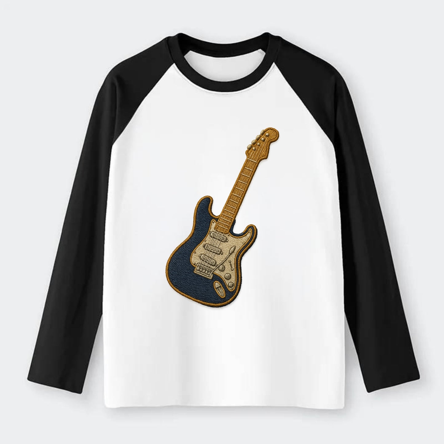 Electric Guitar  - Raglan Long Sleeve T-Shirt - Black