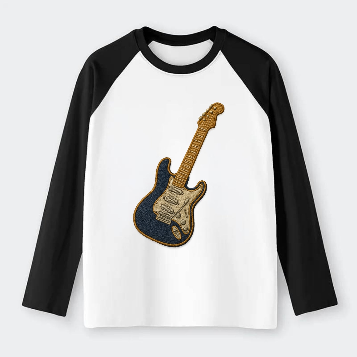 Electric Guitar  - Raglan Long Sleeve T-Shirt - Black
