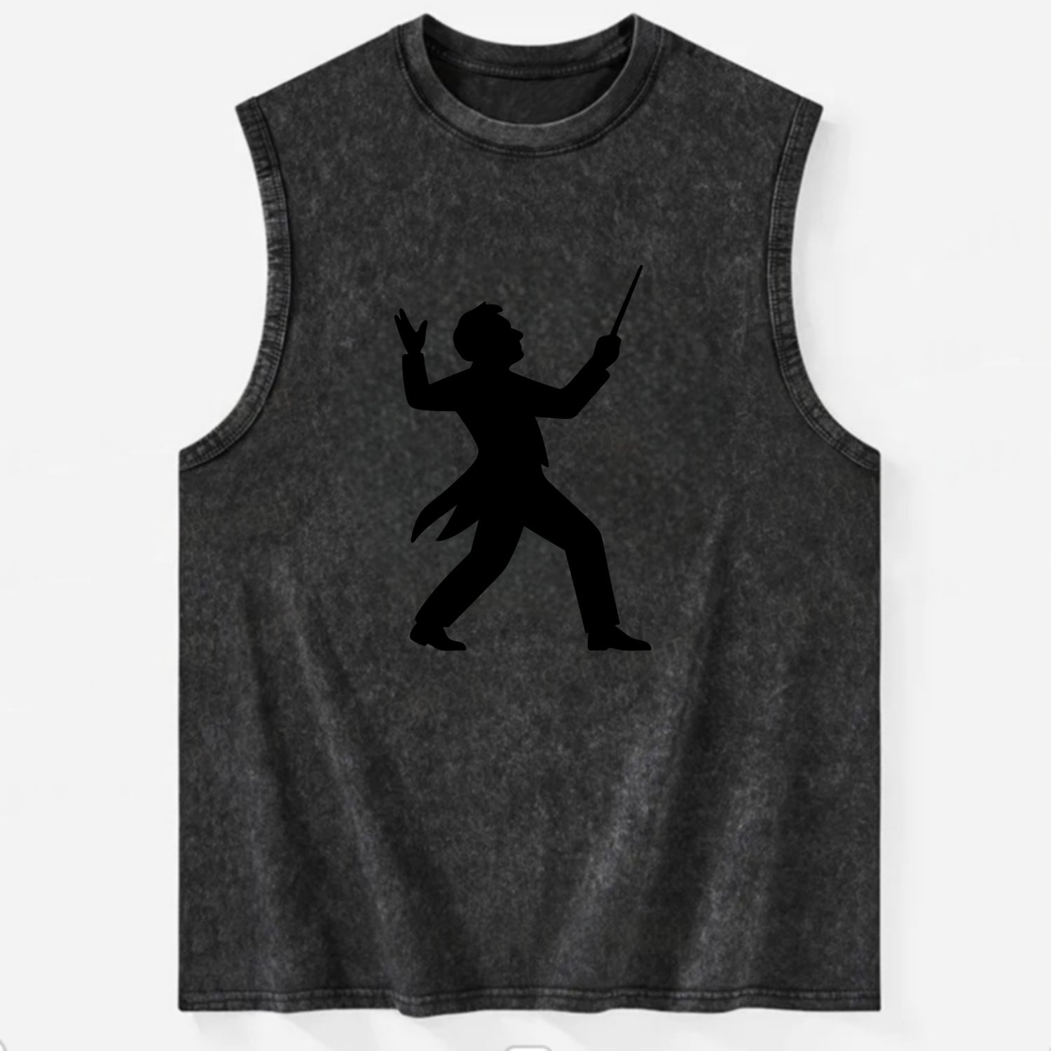 Conductor leading orchestra passionately - Vintage Washed Tank - Black