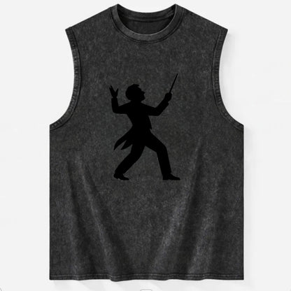 Conductor leading orchestra passionately - Vintage Washed Tank - Black