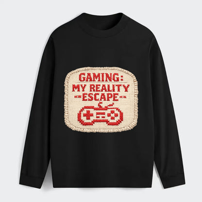 GAMING: MY REALITY ESCAPE - red game escape - red - gaming reality - Classic Long Sleeve Shirt - Black
