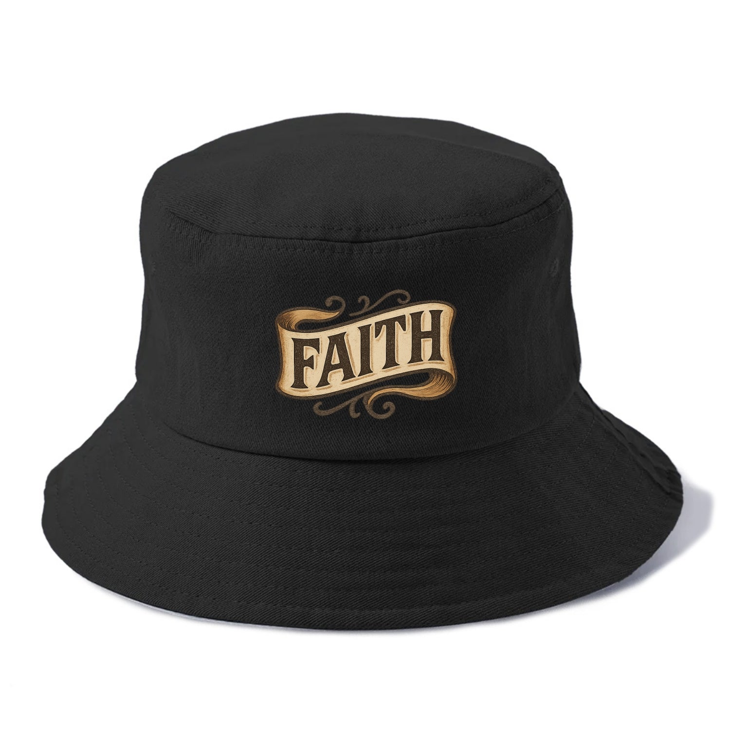 Bold typography design - "FAITH" - trust in the unseen, spiritual strength - Bucket Hat - Black