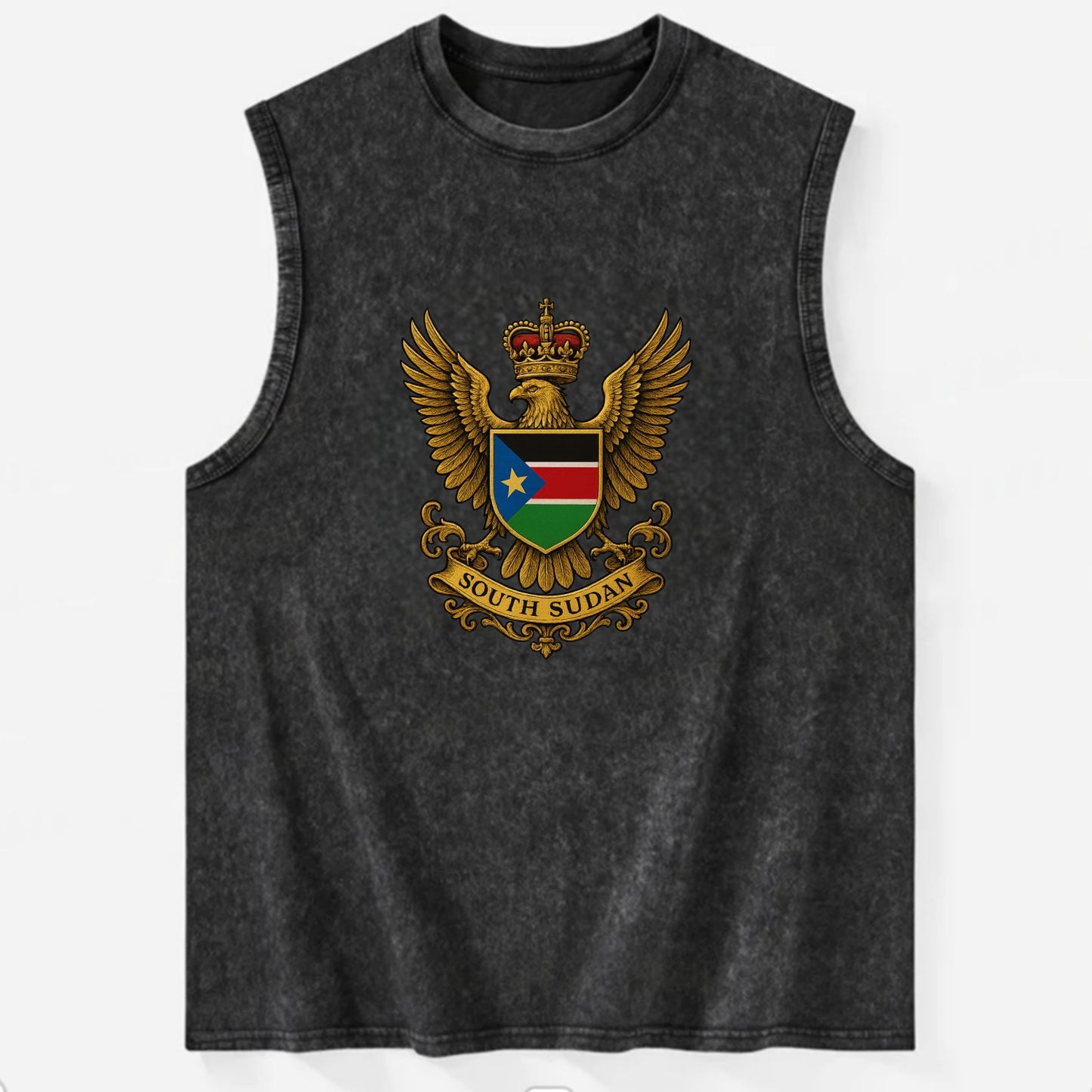 South Sudan Royal Logo  - Vintage Washed Tank - Black
