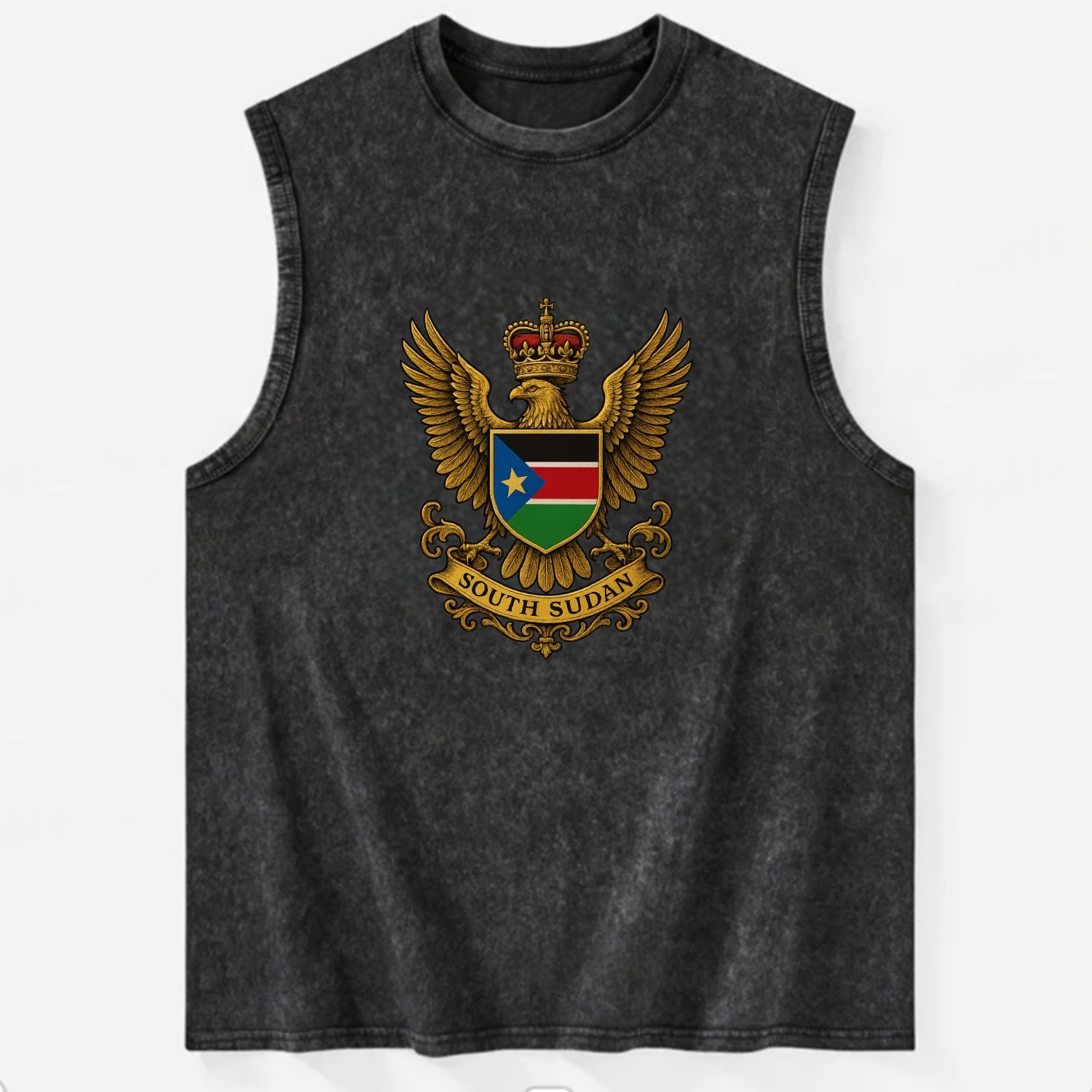 South Sudan Royal Logo  - Vintage Washed Tank - Black