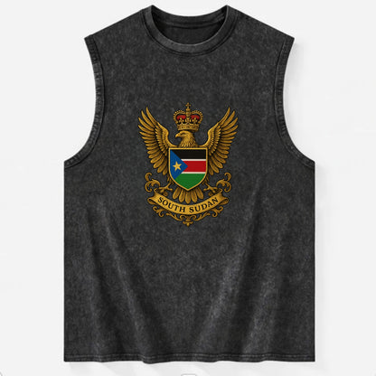 South Sudan Royal Logo  - Vintage Washed Tank - Black