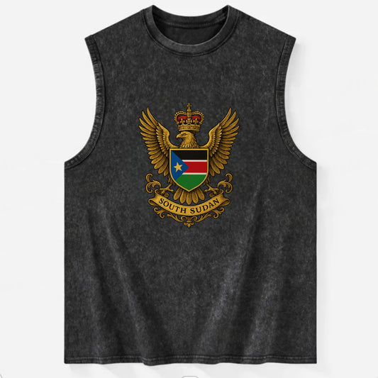 South Sudan Royal Logo  - Vintage Washed Tank - Black