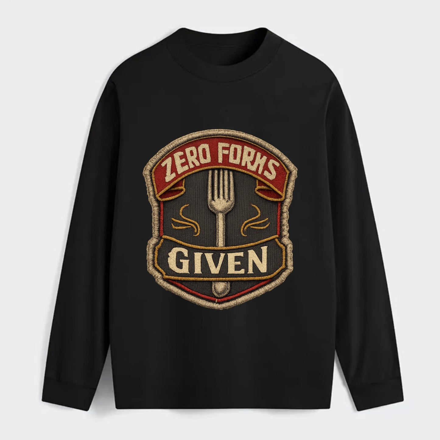 ZERO FORKS GIVEN - fork with text in silver , no cares attitude - Classic Long Sleeve Shirt - Black
