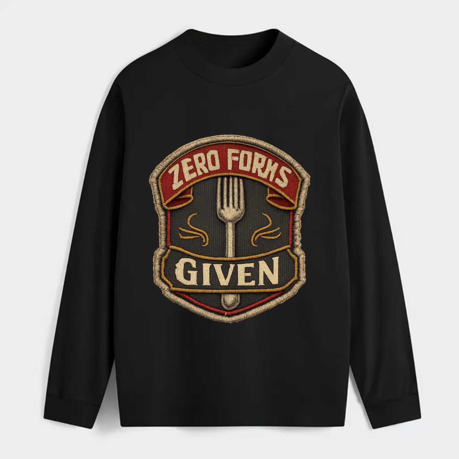 ZERO FORKS GIVEN - fork with text in silver , no cares attitude - Classic Long Sleeve Shirt - Black