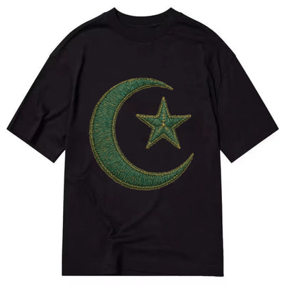 Crescent Moon and Star - Classic T-shirt - Black