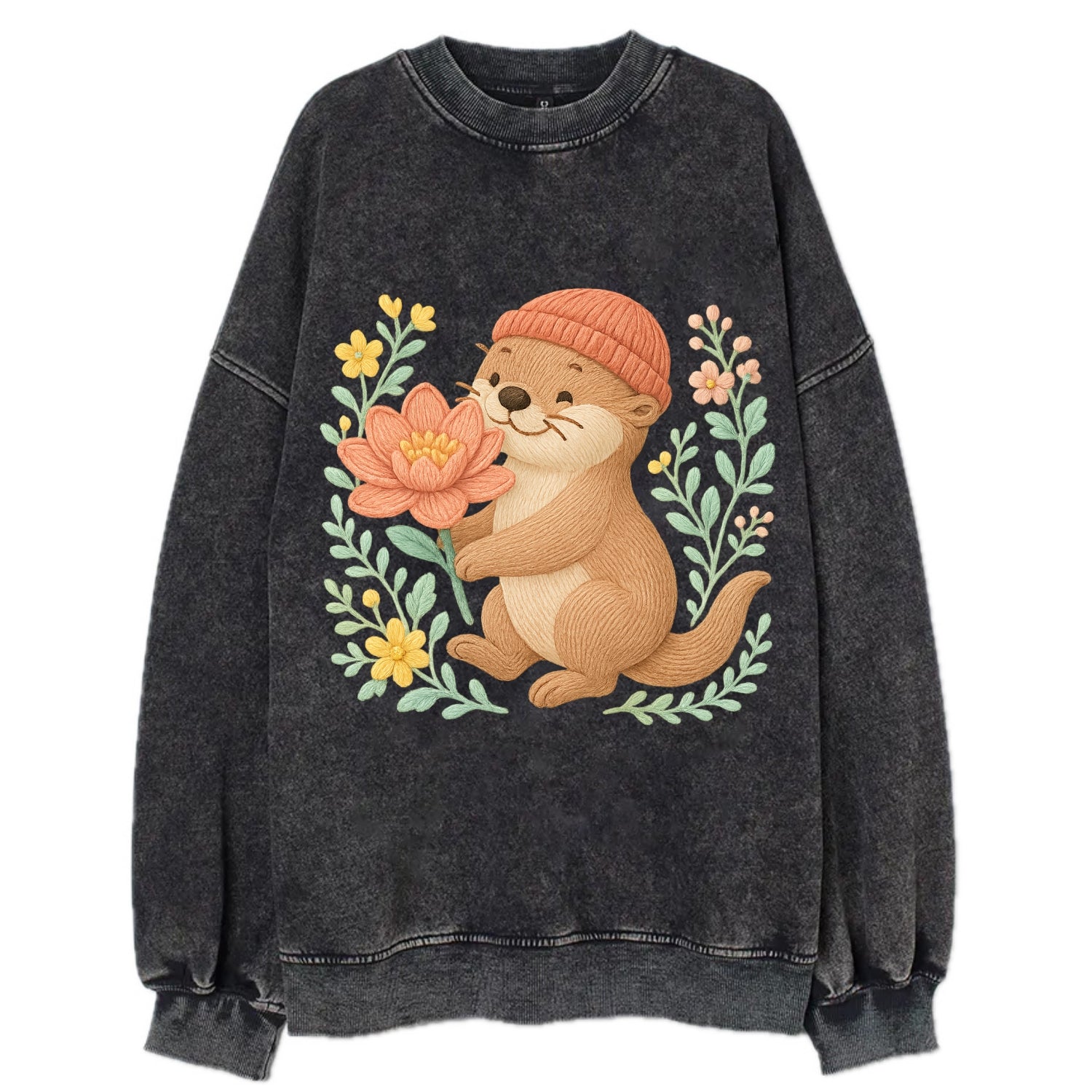 Peach Otter - Vintage Sweatshirt - Black