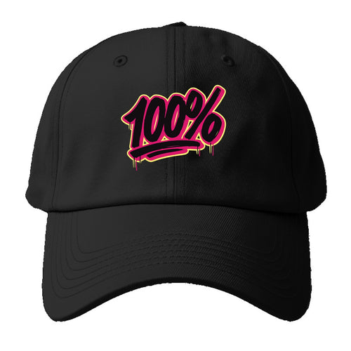 Bold typography design - 100% - all in, fully committed - Baseball Cap For Big Heads