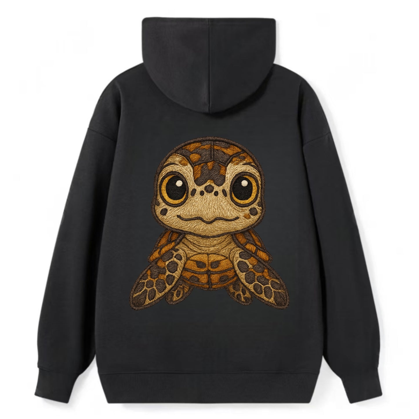 Baby Hawksbill Turtle - amber and brown shell pattern, curious golden - Classic Pullover Hoodie - Black