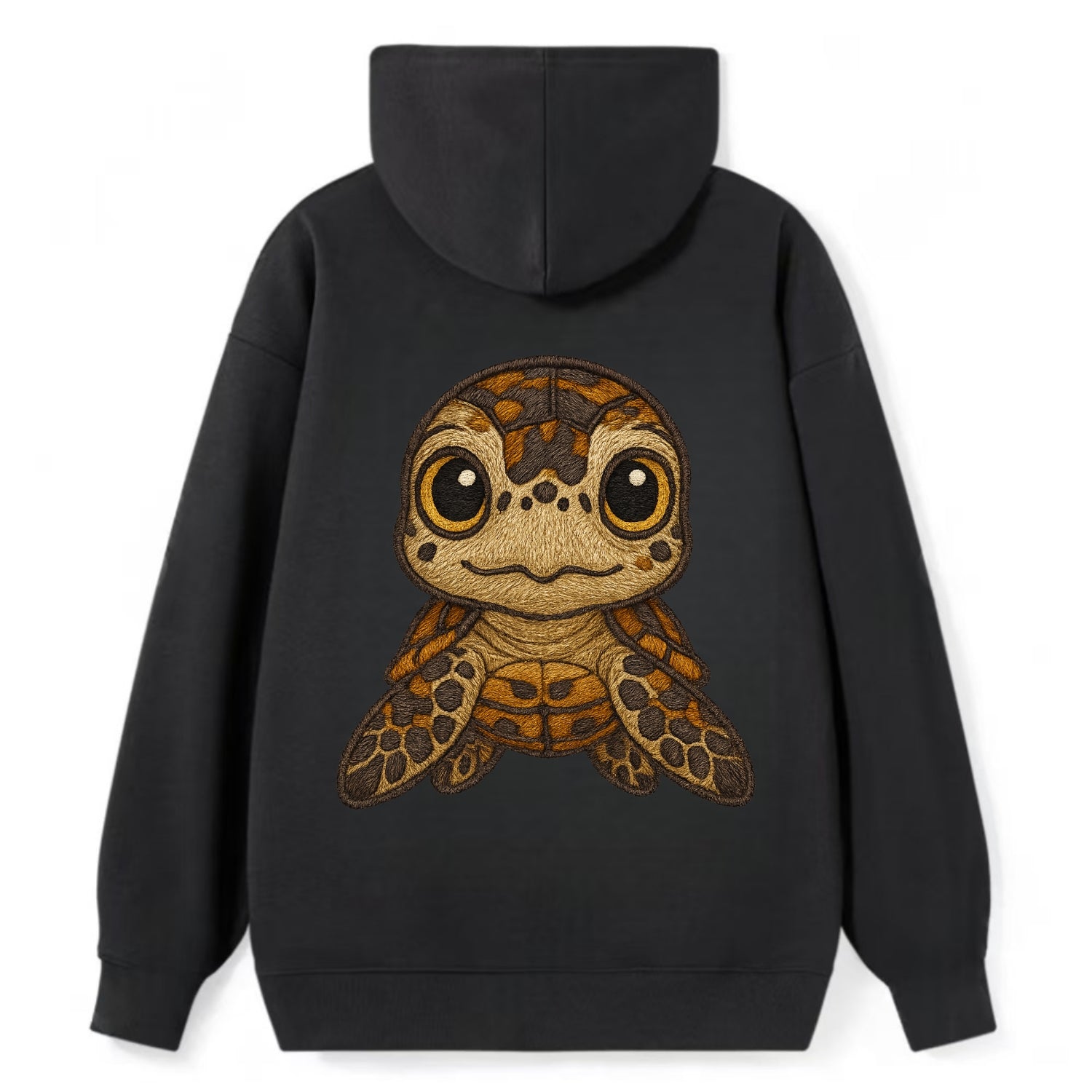 Baby Hawksbill Turtle - amber and brown shell pattern, curious golden - Classic Pullover Hoodie - Black