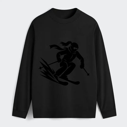 Skier carving down snowy slope - Classic Long Sleeve Shirt - Black