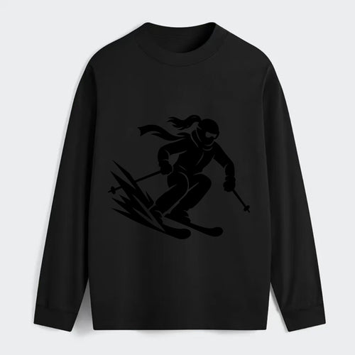 Skier carving down snowy slope - Classic Long Sleeve Shirt