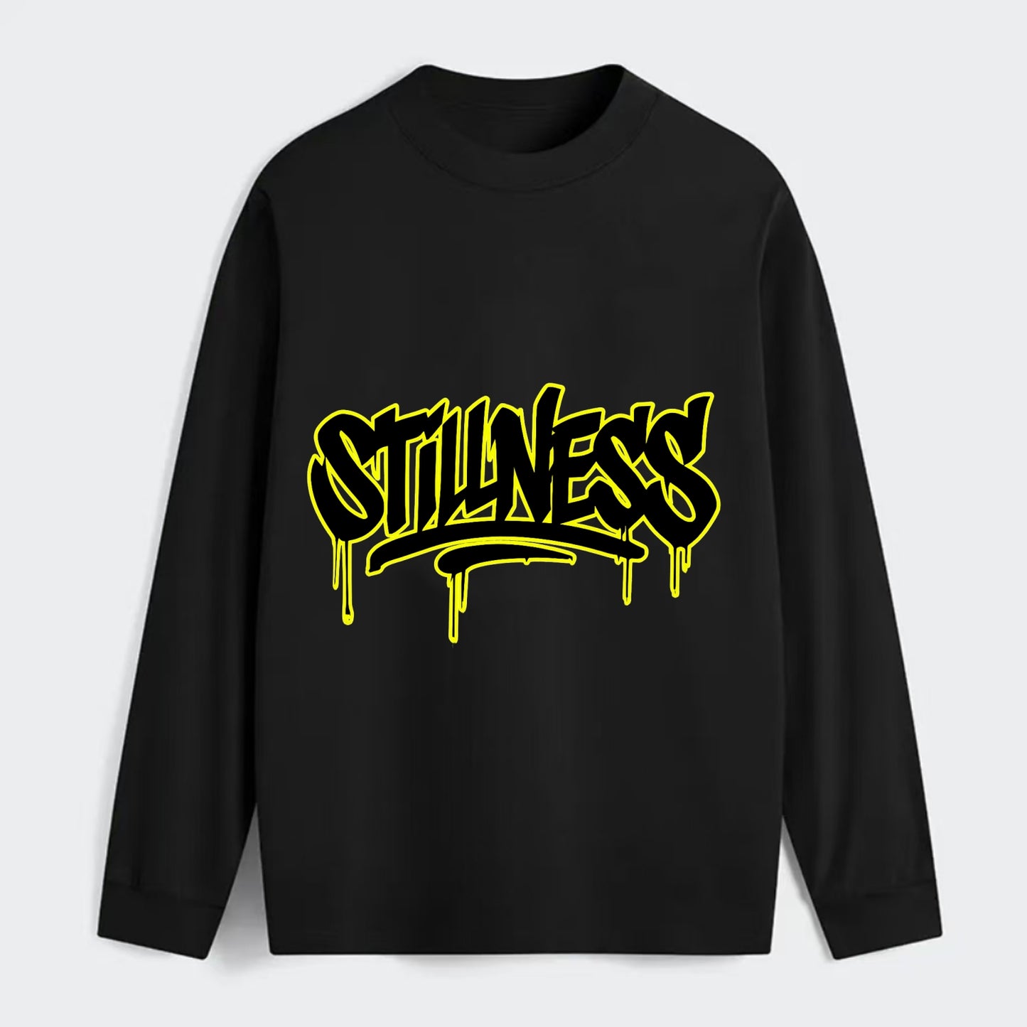 Bold typography design - "STILLNESS" - quiet power, peaceful presence - Classic Long Sleeve Shirt - Black