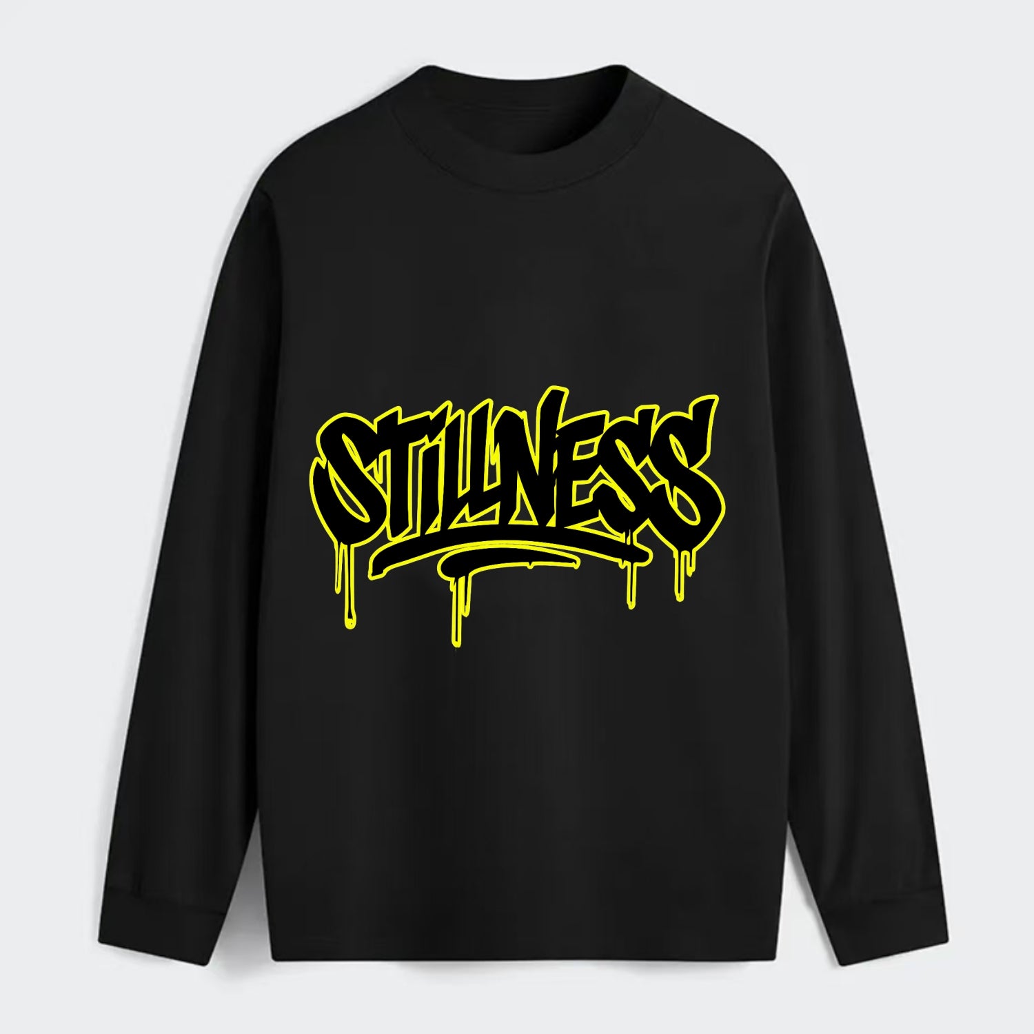 Bold typography design - "STILLNESS" - quiet power, peaceful presence - Classic Long Sleeve Shirt - Black
