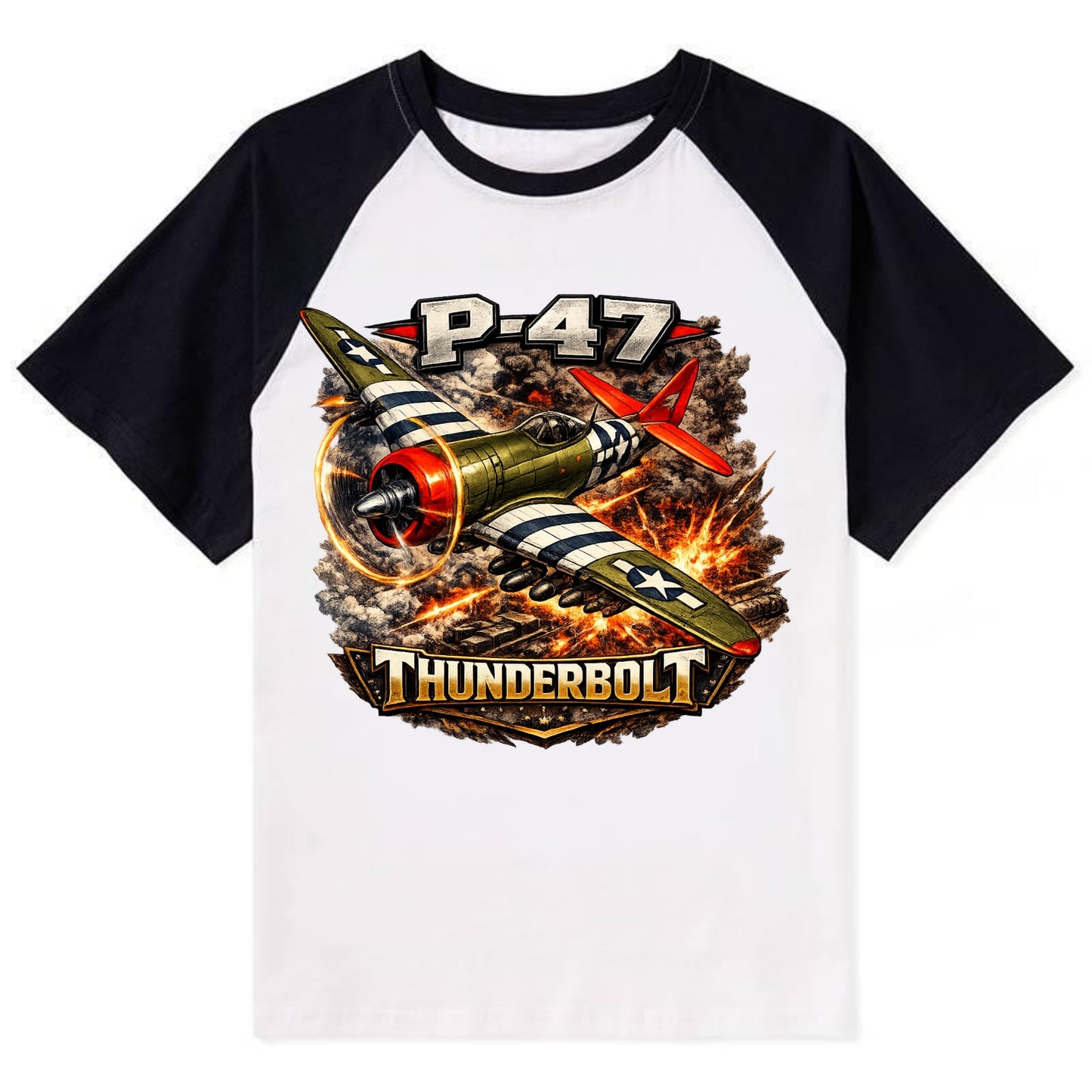 P 47 Thunderbolt - Contrast Raglan T-shirt - Black
