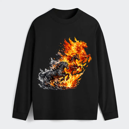 INFERNO STALLION | Horse made entirely of living flames | Blazing mane - Classic Long Sleeve Shirt - Black