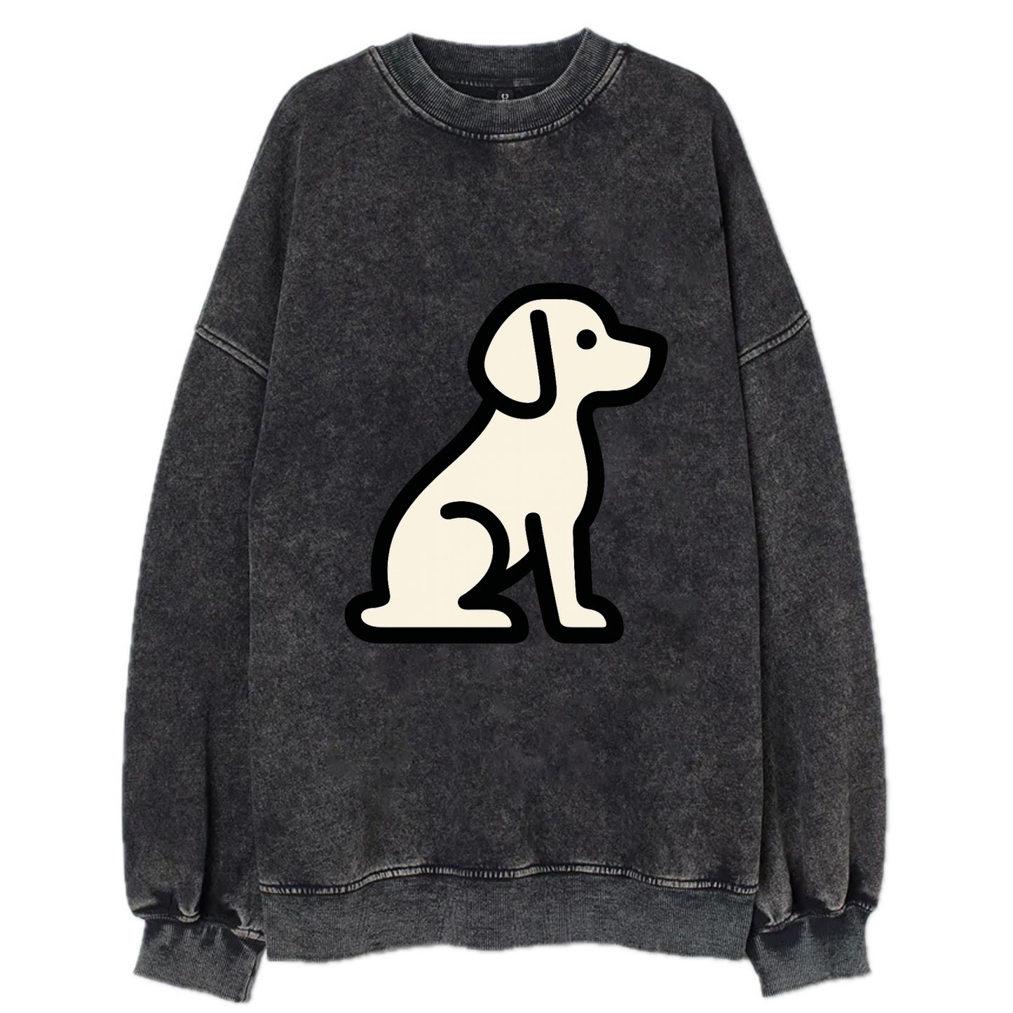 Beagle - Modern minimal sitting pose wit - Vintage Sweatshirt - Black