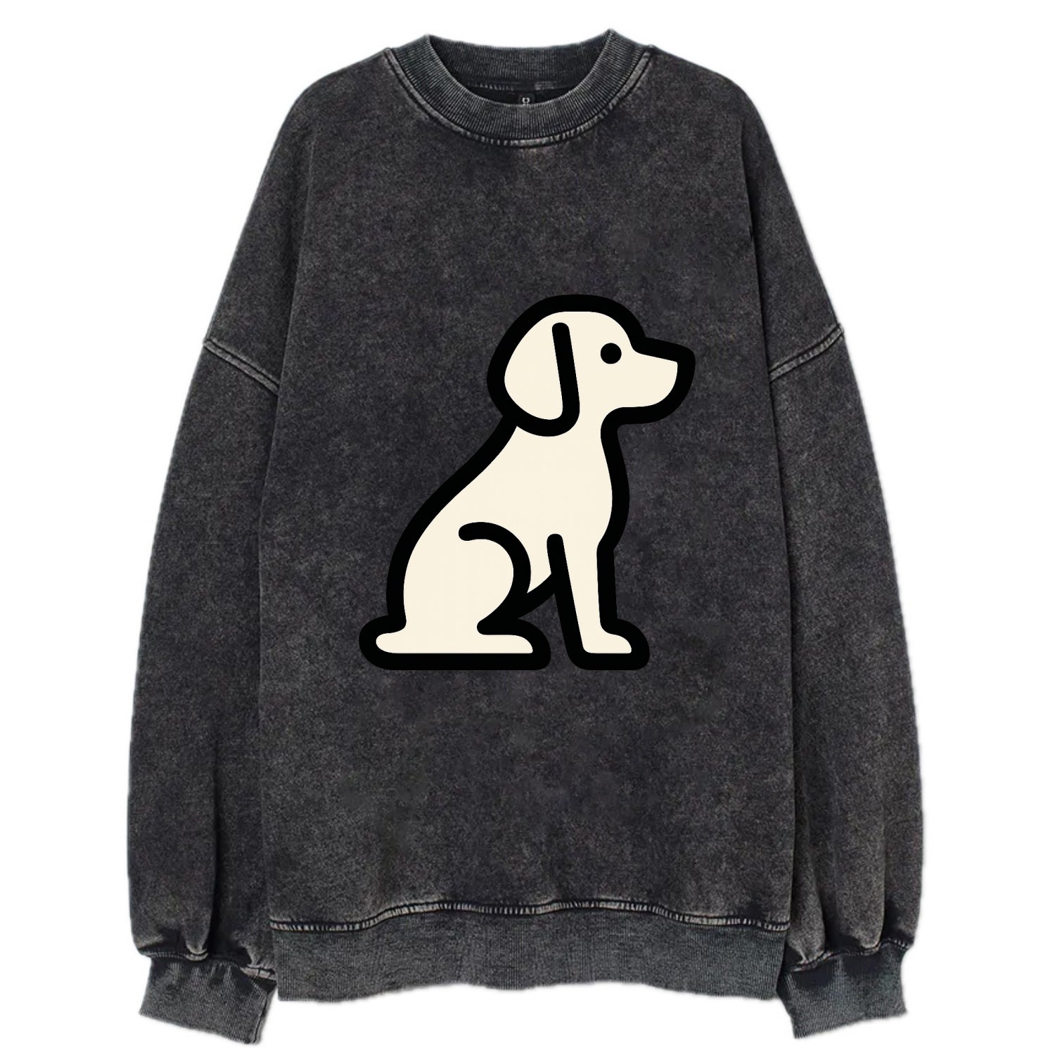 Beagle - Modern minimal sitting pose wit - Vintage Sweatshirt - Black