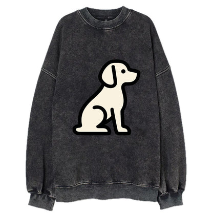 Beagle - Modern minimal sitting pose wit - Vintage Sweatshirt - Black