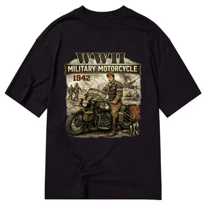 Wwii Military Motorcycle 1942 - Classic T-shirt - Black