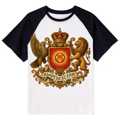 Kyrgyzstan Tunduk Emblem - Contrast Raglan T-shirt - Black