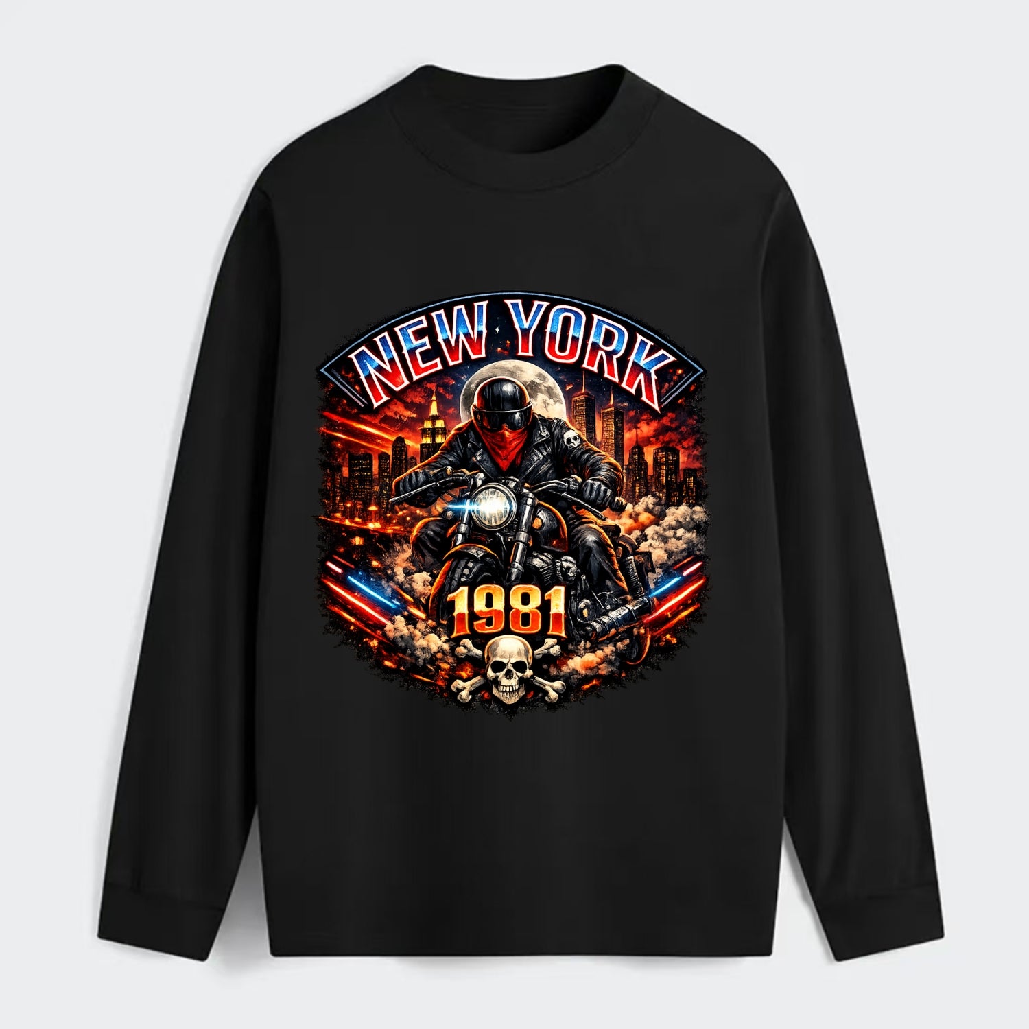 New York 1981 Biker - Classic Long Sleeve Shirt - Black