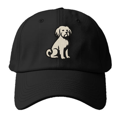 Löwchen - Little Lion Dog white embroide - Baseball Cap For Big Heads - Black