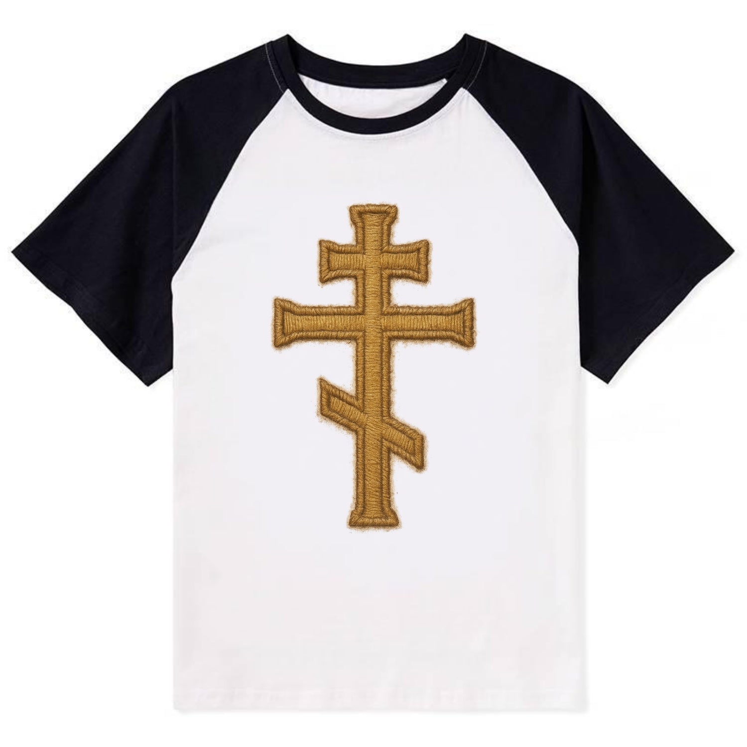 Orthodox Cross  - Contrast Raglan T-shirt - Black