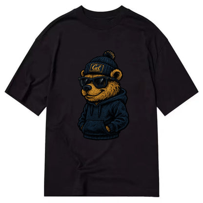 Berkeley Bear wearing Cal beanie with script patch - Classic T-shirt - Black