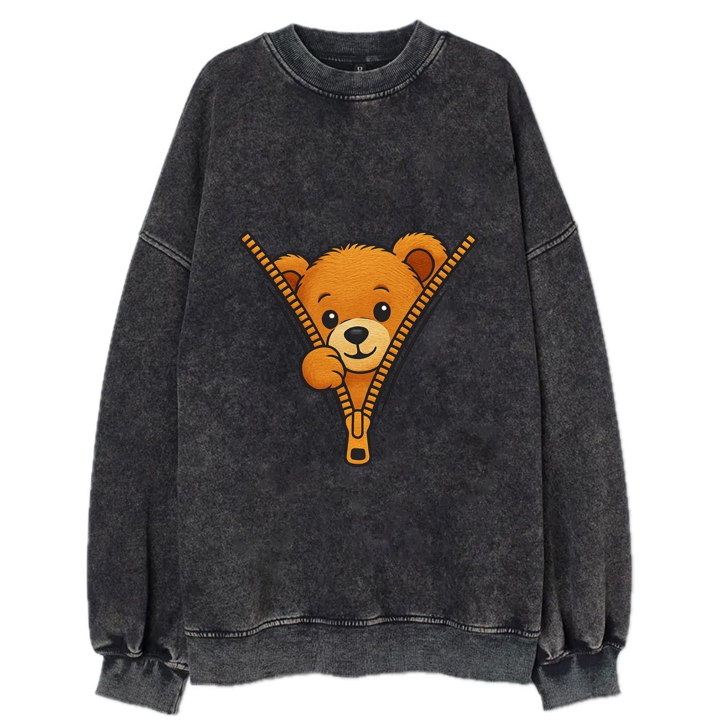 zipper bear - Vintage Sweatshirt - Black