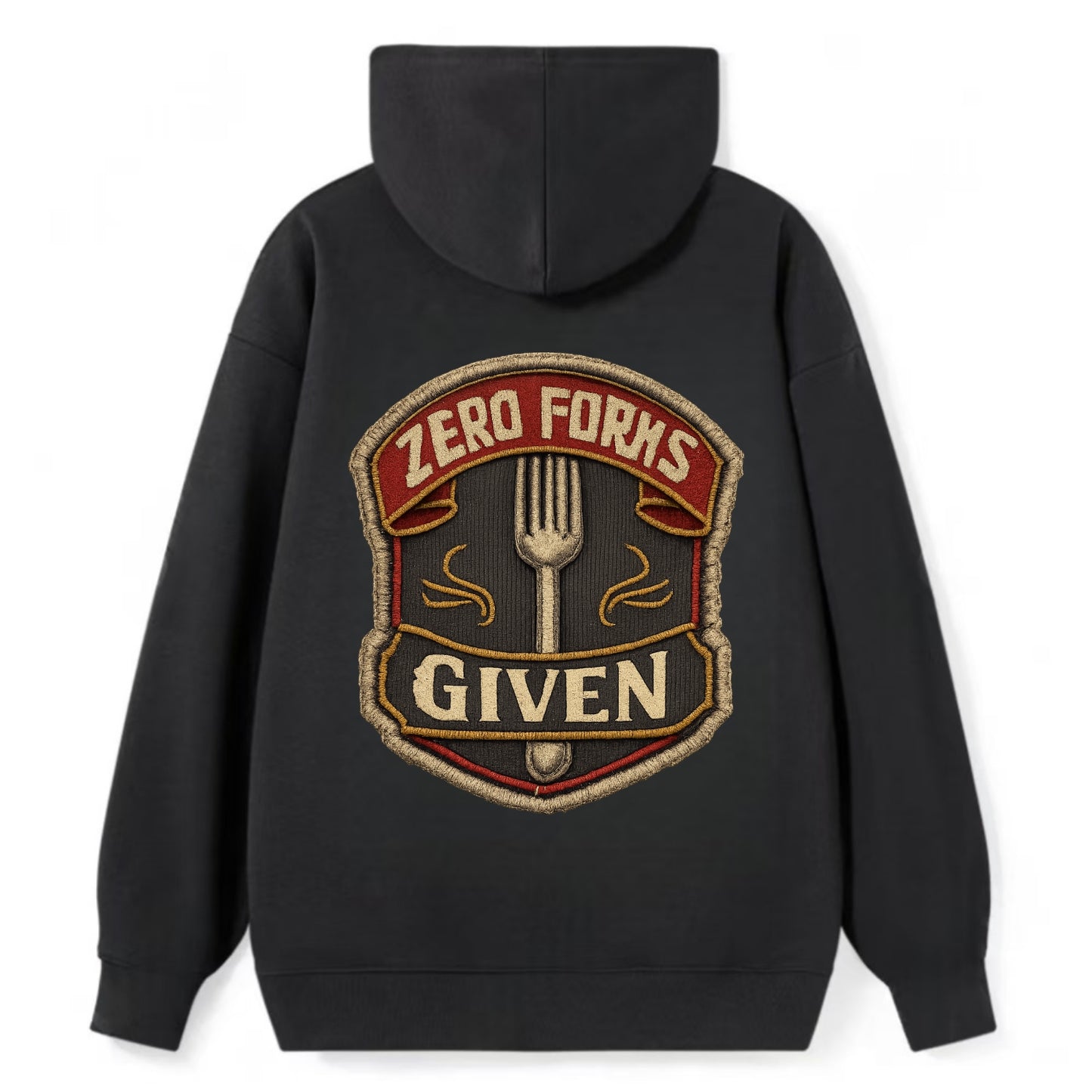 ZERO FORKS GIVEN - fork with text in silver , no cares attitude - Classic Pullover Hoodie - Black