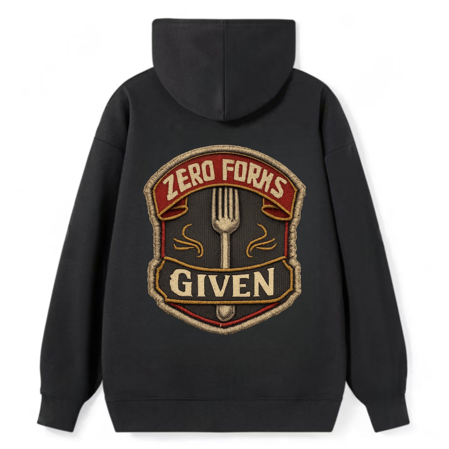 ZERO FORKS GIVEN - fork with text in silver , no cares attitude - Classic Pullover Hoodie - Black