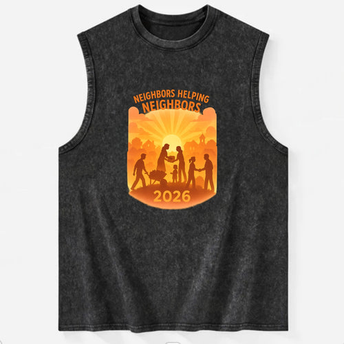 Local communities thriving with shared resources - Neighbors Helping - Vintage Washed Tank