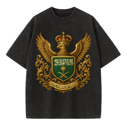 Saudi Arabia Heritage Badge  - Vintage T-shirt - Black