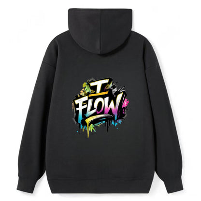 Bold typography design - "I FLOW" - going with life, easy movement - Classic Pullover Hoodie - Black