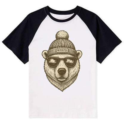 Winnipeg Polar Bear wearing Winnipeg bea - Contrast Raglan T-shirt - Black