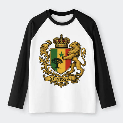 Senegal Lion Emblem  - Raglan Long Sleeve T-Shirt - Black