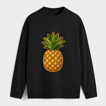 PINEAPPLE CROWN - tropical fruit in yellow and green , hospitality - Classic Long Sleeve Shirt - Black