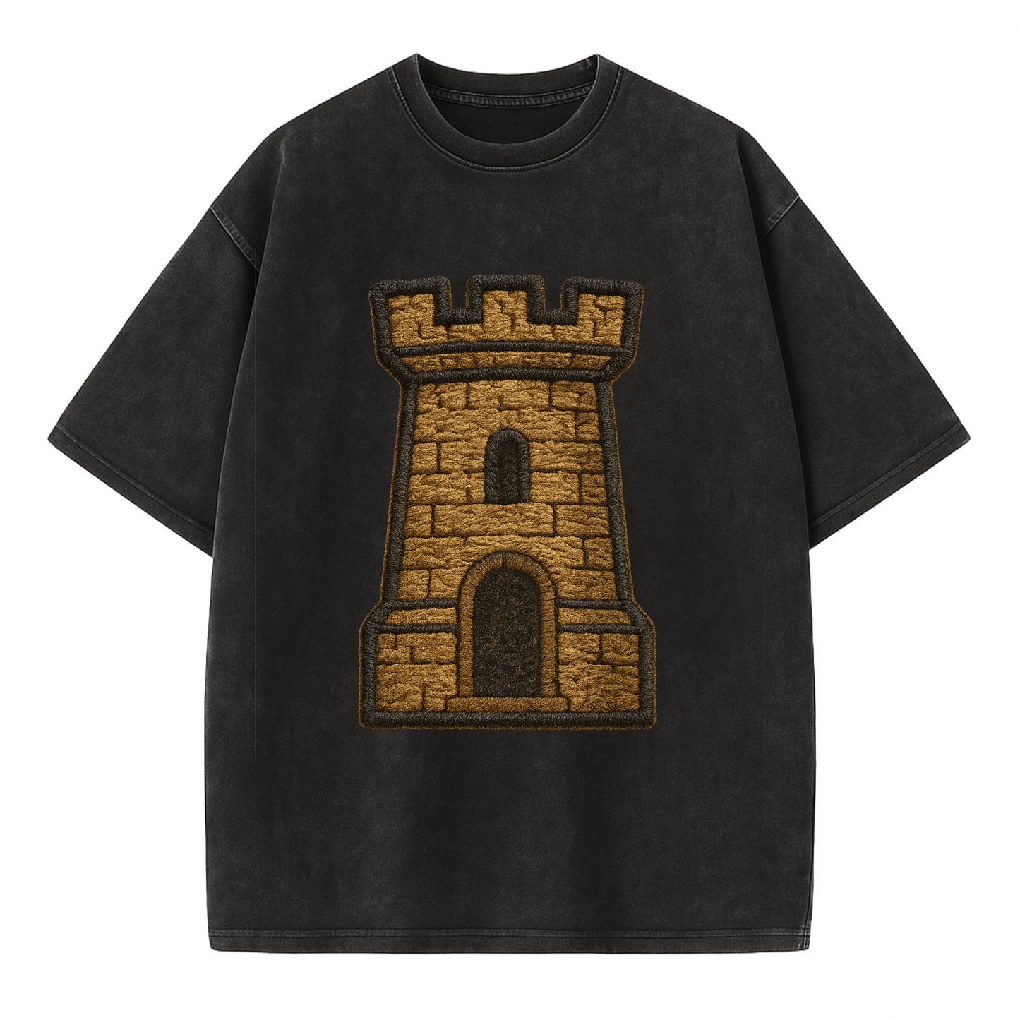 Castle Tower  - Vintage T-shirt - Black